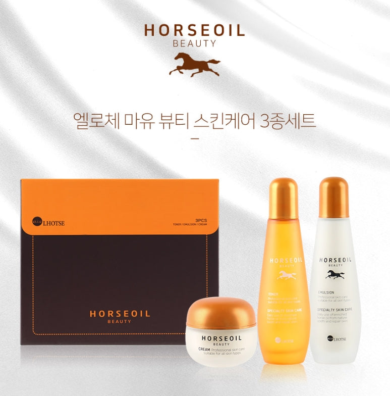 LHOTSE HORSEOIL BEAUTY Skin Care 3 Set Korean Cosmetics Womens Facial
