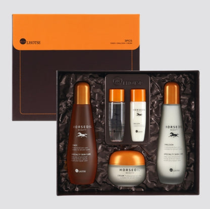 LHOTSE HORSEOIL BEAUTY Skin Care 3 Set Korean Cosmetics Womens Facial