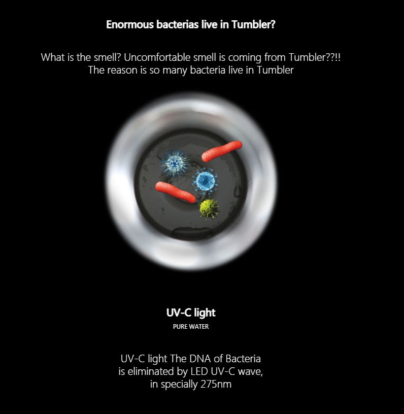 LINK UV-C Sterilizer Tumbler 350ml Odorless Tumbler Remove Bacterias