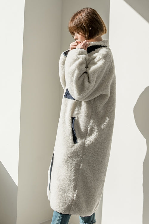 Ivory Fleece Long Coats