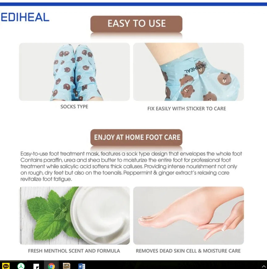 MEDIHEAL LINE FRIENDS Paraffin Foot Mask Body Care Heel Dead Skin Feet