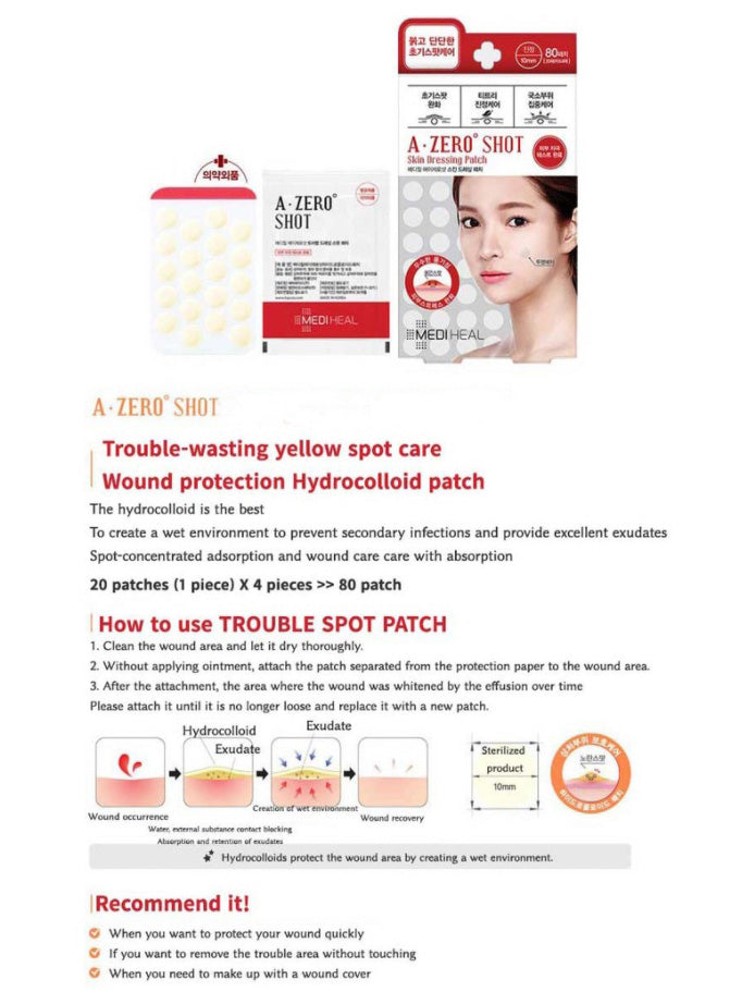 MEDIHEAL A-zero Shot Skin Dressing Patch 80 Patches Acne Trouble Skincare
