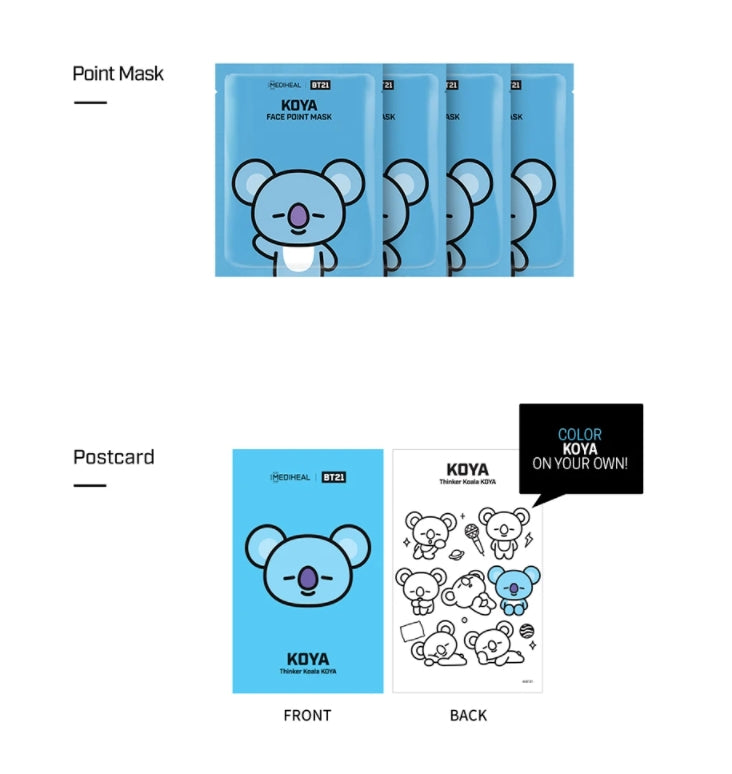 Mediheal BT21 Face Point Mask Pack Koya Moisture Skin Care Elasticity