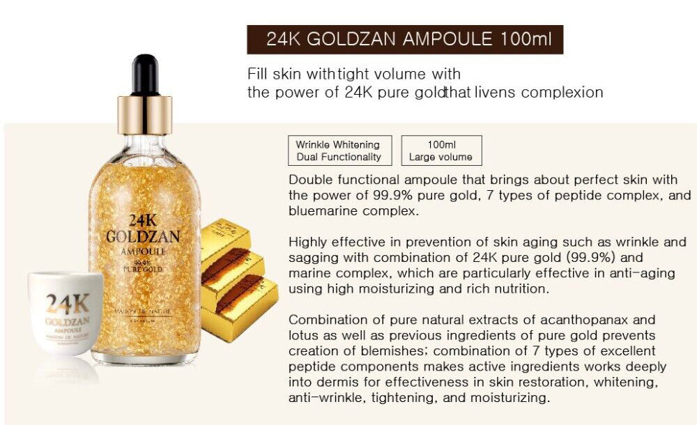 SKINATURE Maison De Nature 24k GOLDZAN Ampoule 99.9% Pure Skincare Brightening