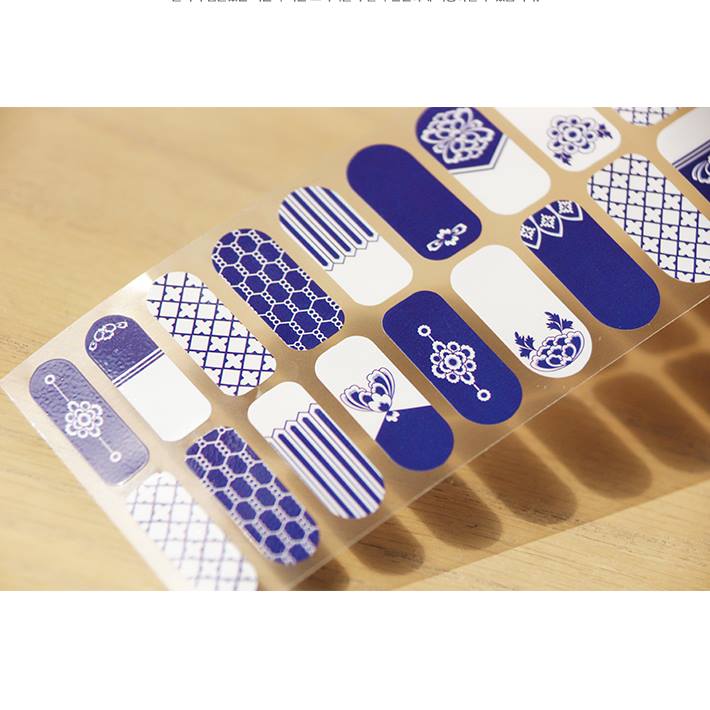 Korean traditional pattern nail wrap Sticker Cheonghwa Baekja Beauty