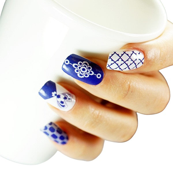 Korean traditional pattern nail wrap Sticker Cheonghwa Baekja Beauty