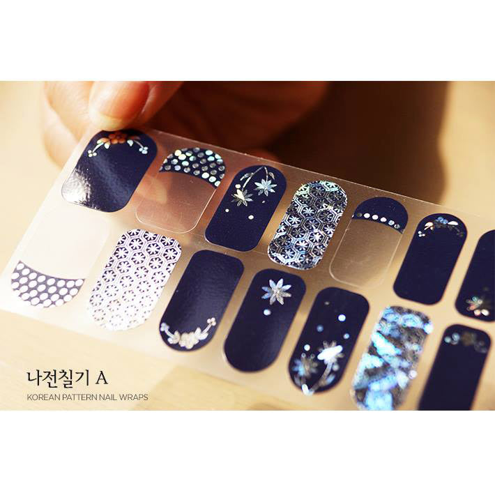 Korean traditional pattern nail wrap Sticker Lacquerware Womens Beauty