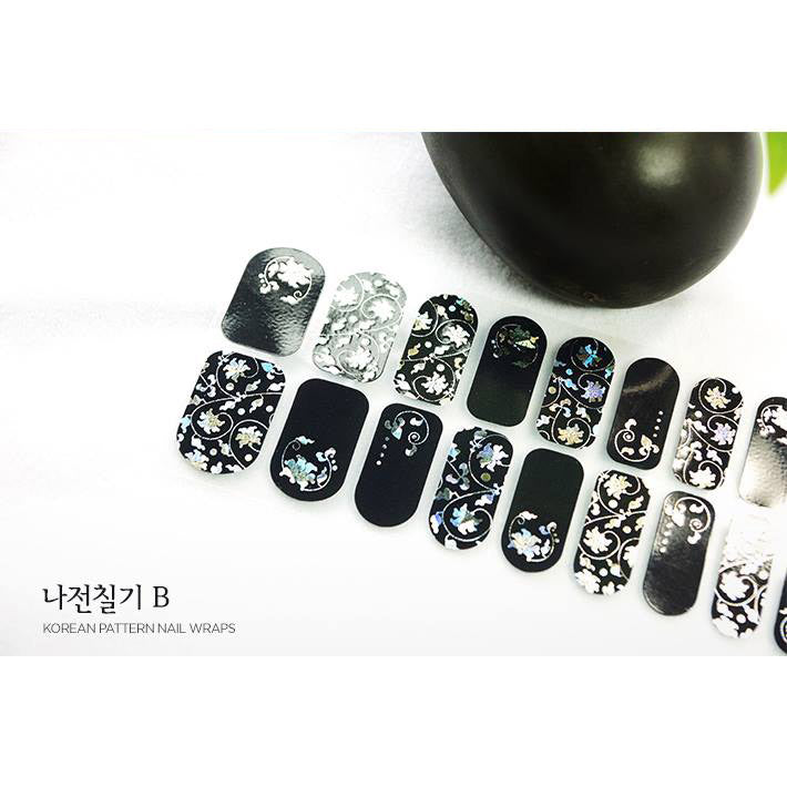Korean traditional pattern nail wrap Sticker Lacquerware Womens Beauty