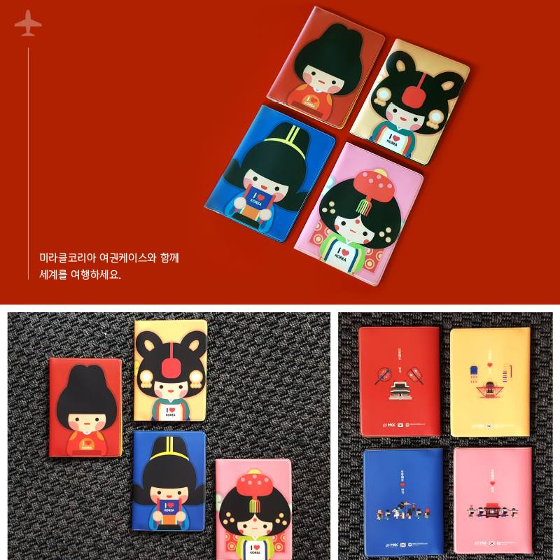 Korean Traditional Character Patterned E-Passport Case Airport travel