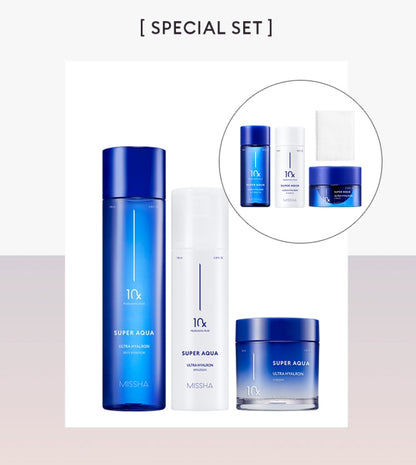 Missha Super Aqua Ultra Hyalron 3 Set Sensitive Skincare Deep Moisturizer