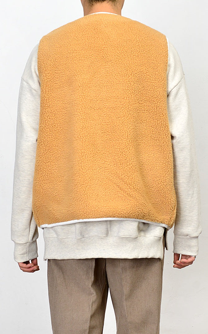 Beige Shearling Vests Mens Winter Outerwear Cozy Waistcoats Casual