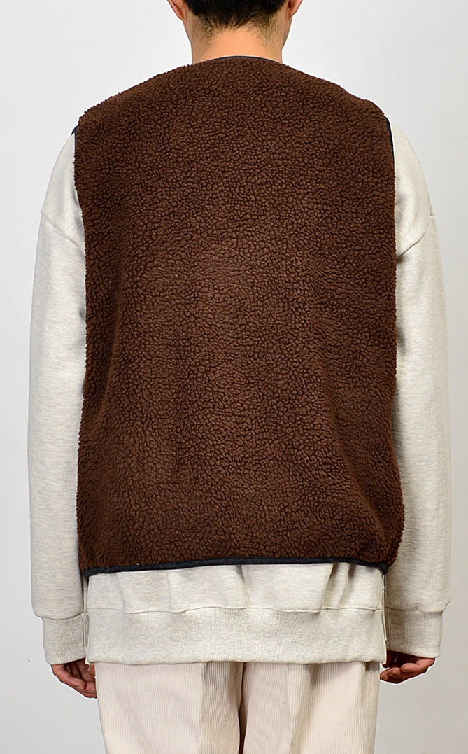 Brown Shearling Vests Mens Winter Outerwear Cozy Waistcoats Casual