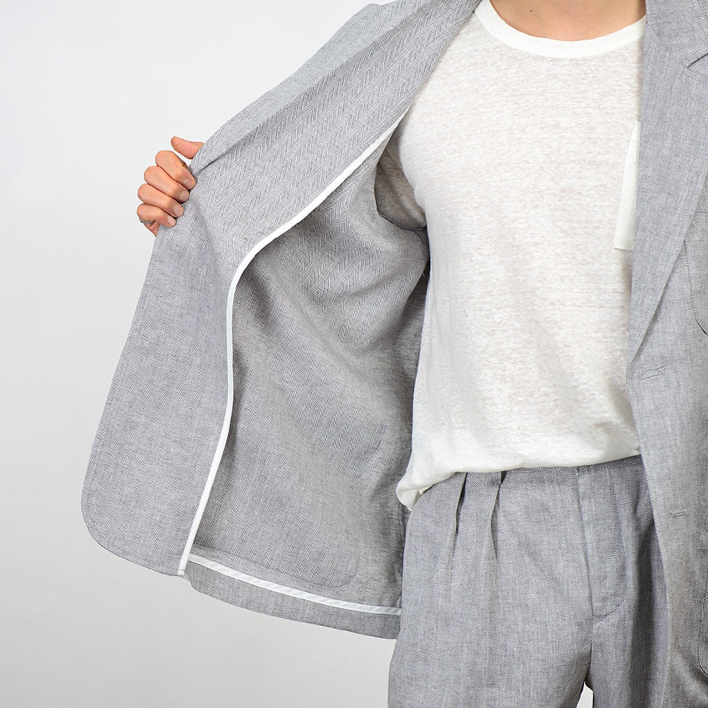 Gray Herringbone Linen Jackets For Mens Blazers Summer Korean Suits
