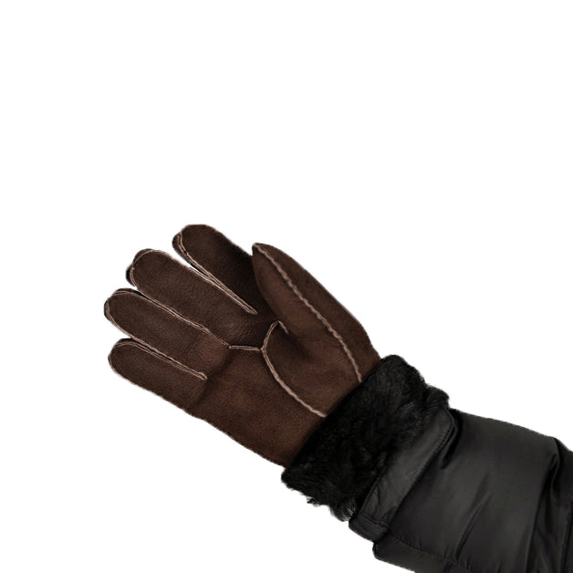 Mens Leather Gloves for Winter Fleece Lined Sheepskin Fur Gifts