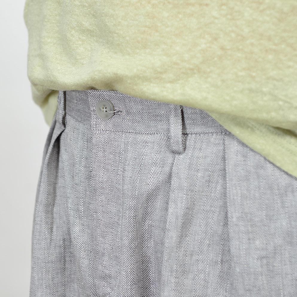 Gray Herringbone Linen Shorts For Mens Pants Summer Korean Suits