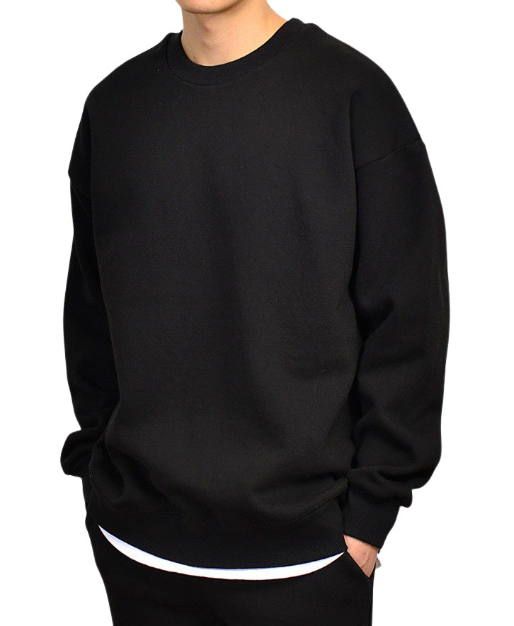 Solid Plain Casual Long Sleeved Sweatshirts Mens Crewneck Tops Napping Heavy Loose Fit Made in Korean Fashion Kpop Style
