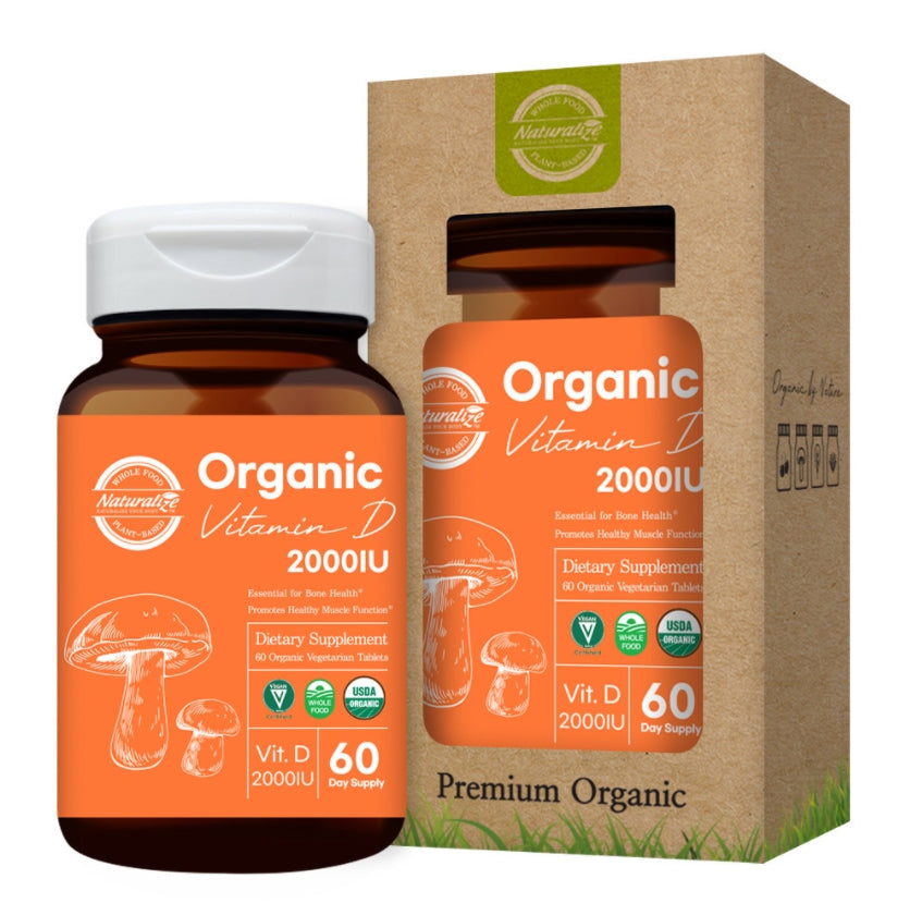 NATURALIZE Organic Vitamin D 2000IU 60 Tablets Vegan Vegetarian Health Supplements
