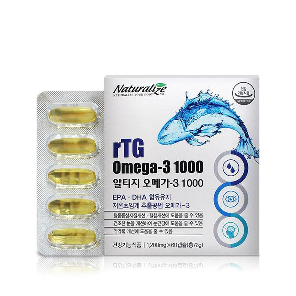 Naturalize rTG Omega-3 1000 Heart Health supplements Fish Oils EPA/DHA gelatin extracted glycerin