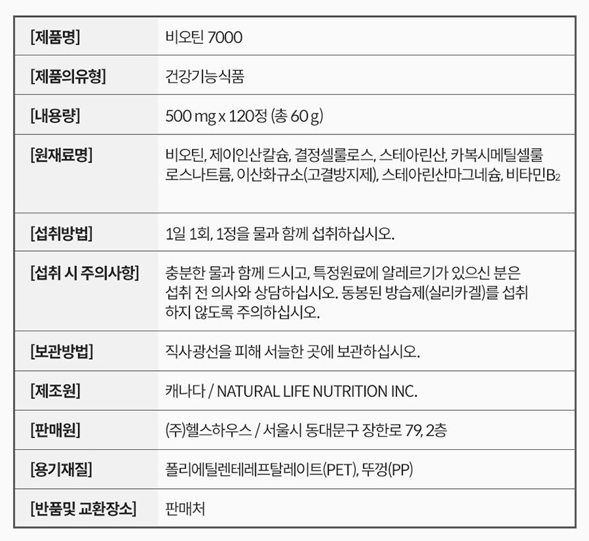 NATURAL PLUS Biotin 7000 120 Tablets Health Supplements Energy Protein metabolism Vitamins