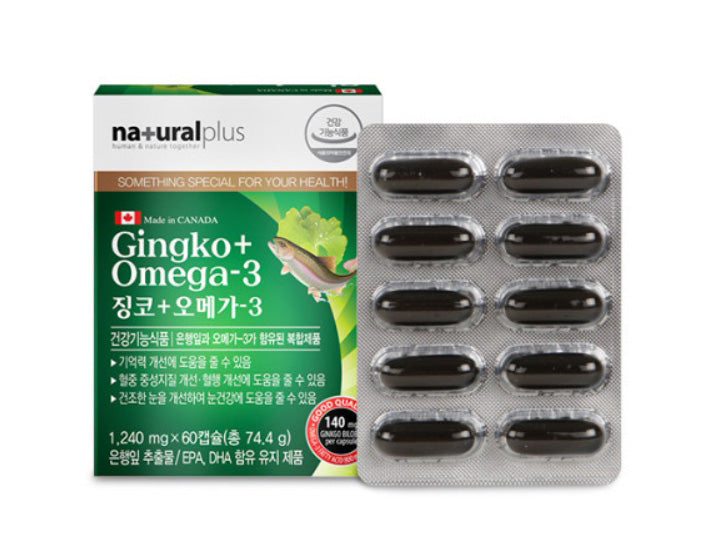 Natural Plus Gingko+Omega 3 60 Capsule Dry Eye Health Supplements Blood Circulation Vitality