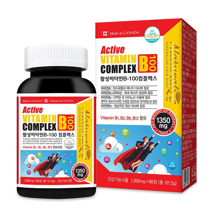 Naturalize Vitamin Complex B-100 Complex 1350mg 90Tablets Health supplements Foods B1 B2 B6 B12