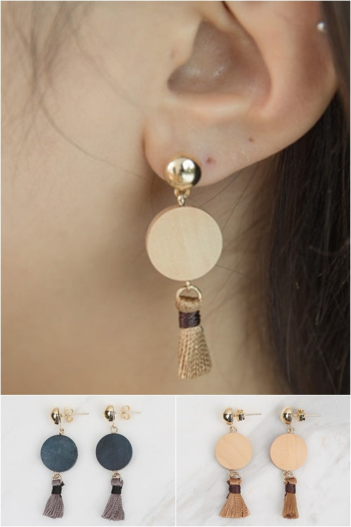 Wood Tassel Earrings