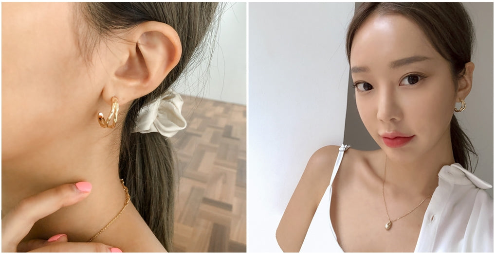 Luxury Wave Cut Earrings Korean Fashion Women Accessory
