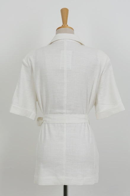 White Short Sleeved Linen Jackets Korean Womens Best Fashion Summer