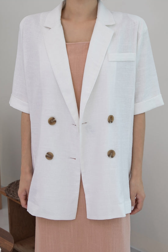 White Short Sleeved Linen Jackets Korean Womens Best Fashion Summer