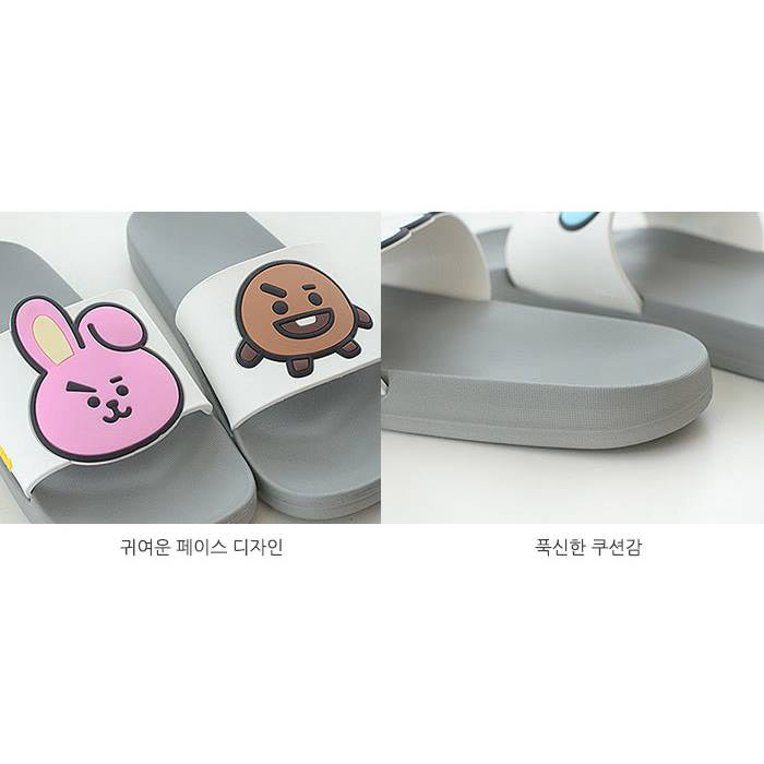BT21 White Character Bathroom Slippers Shoes Cooky&Shooky Couple