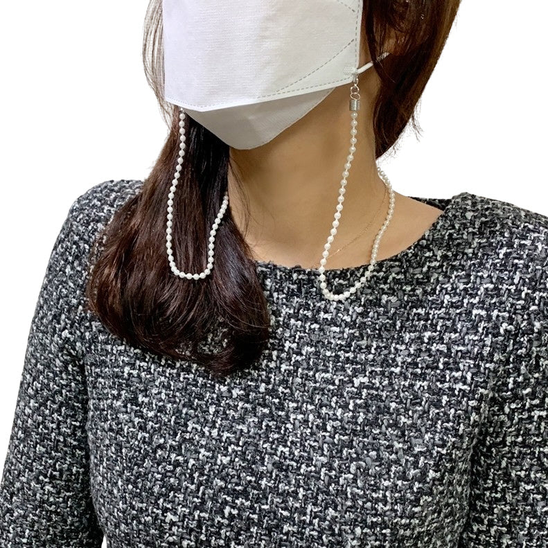 White Pearl Face Masks Necklaces Chain Beaded Jewelry Lady Accessories