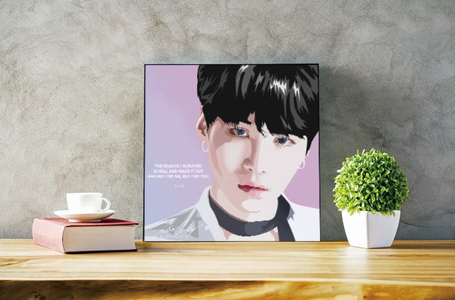 BTS Kpop Bangtan Boys SUGA Wall Picture Home Decor Printing Frame 50cm