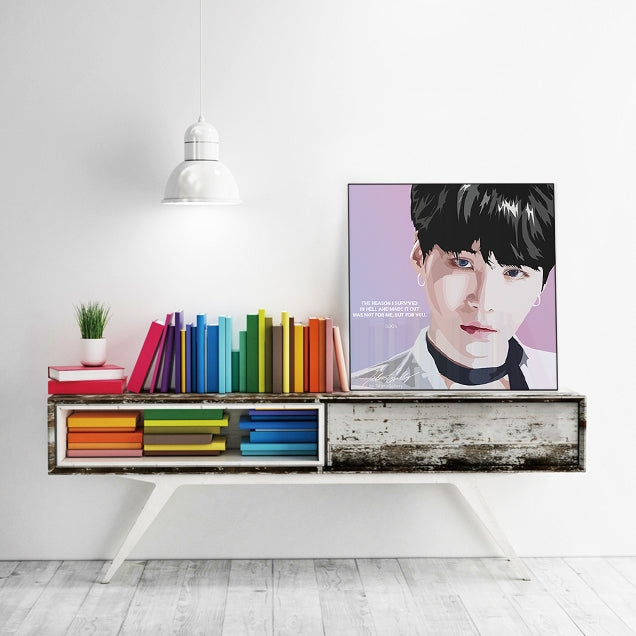 BTS Kpop Bangtan Boys SUGA Wall Picture Home Decor Printing Frame 50cm