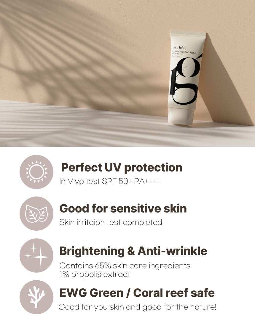 2 Pieces Ph. Hubby 1g Soft Matte Sun Creams Tube Type Whitening SPF50+ PA++++ 50ml No White Cast Facial Sunscreens Skincare Sunblock UV Face Body Neck