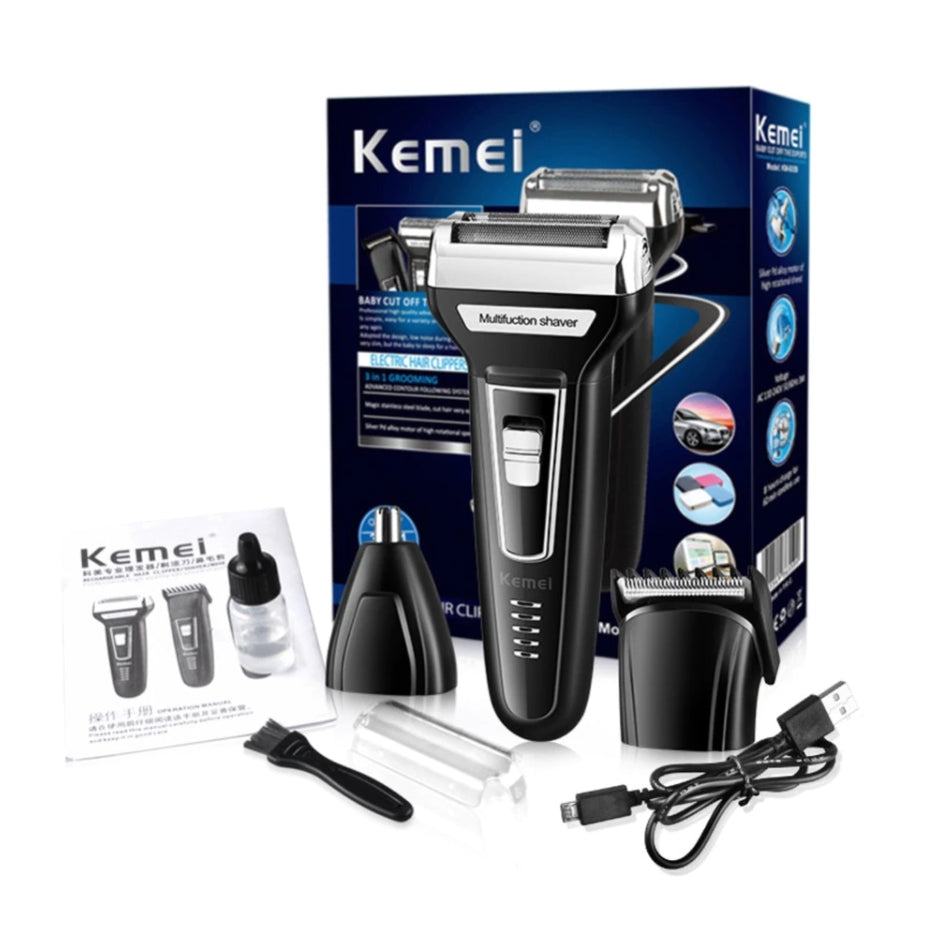Kemei KM-6559 3 In 1 Multifunctional USB Hair Trimmer Electric Shavers