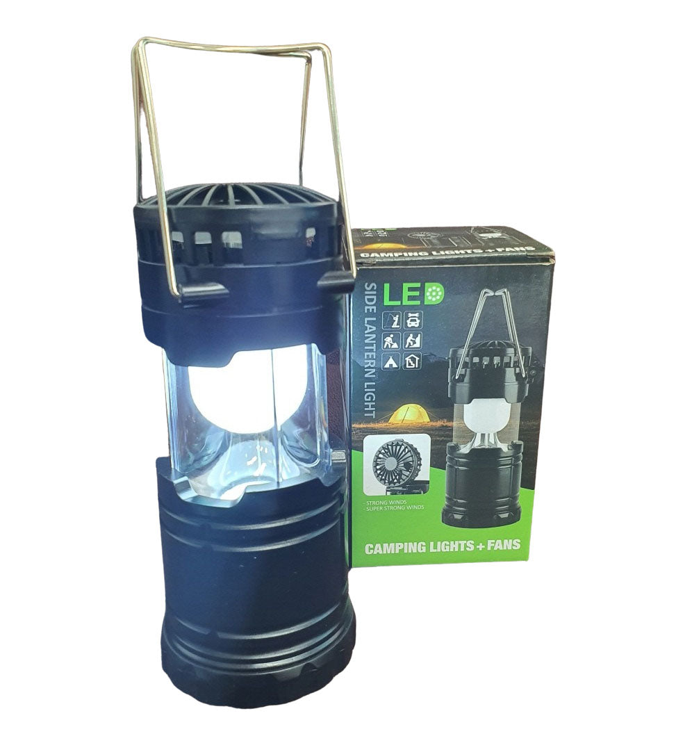 LED Camping Lights Fans Side Lantern Battery Powered Outdoor Black New