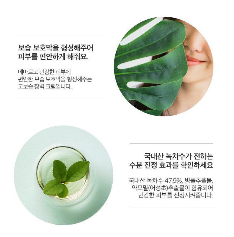Round A'Round Green Tea Cica Barrier Cream 70ml Vegan Cosmetics Moist