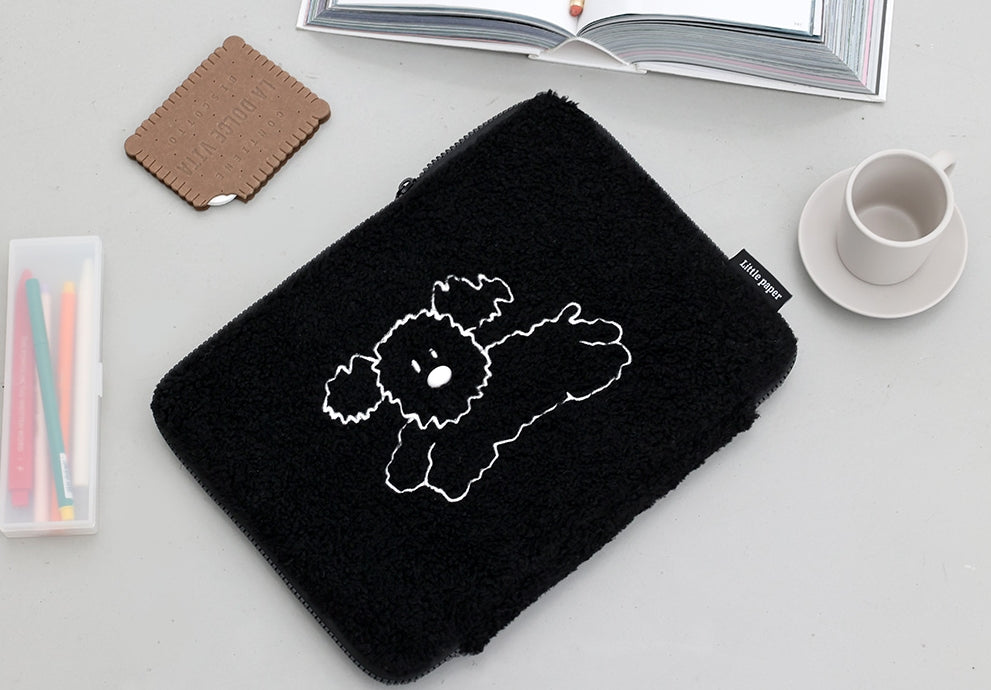Boucle Cute Dogs Character 11" iPad Laptop Sleeves Cases Protective Covers Purses Handbags Square Sponge Pouches Designer School Collage Office Shearling