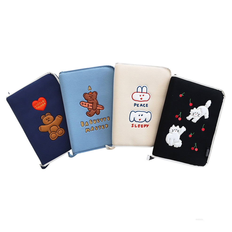 Cute Animal Characters 13" Open Laptop Sleeves Pouches Square Cases Covers Embroidery Skins Purses Handbags Soft Protection