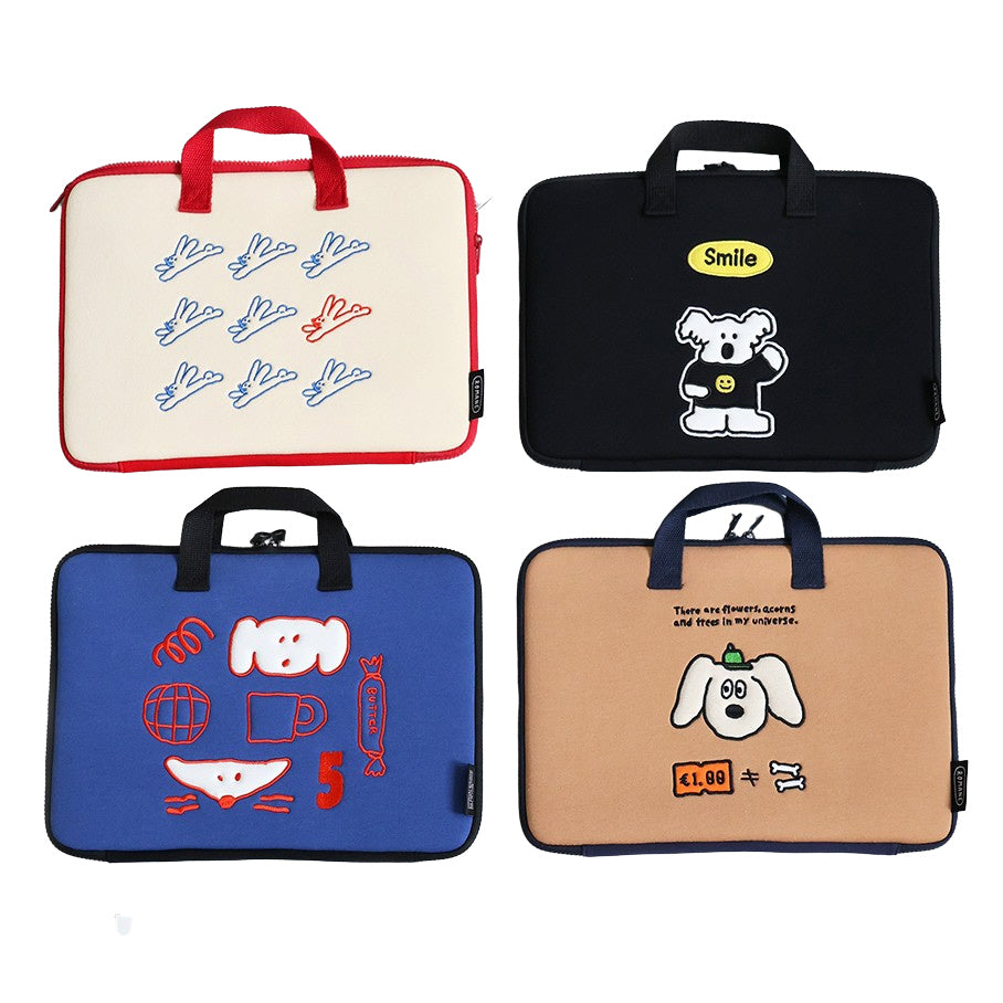 Cute Animal Characters 13" Laptop Sleeves Pouches Square Cases Covers Purses Handbags Briefcases Soft Protections Top Handle