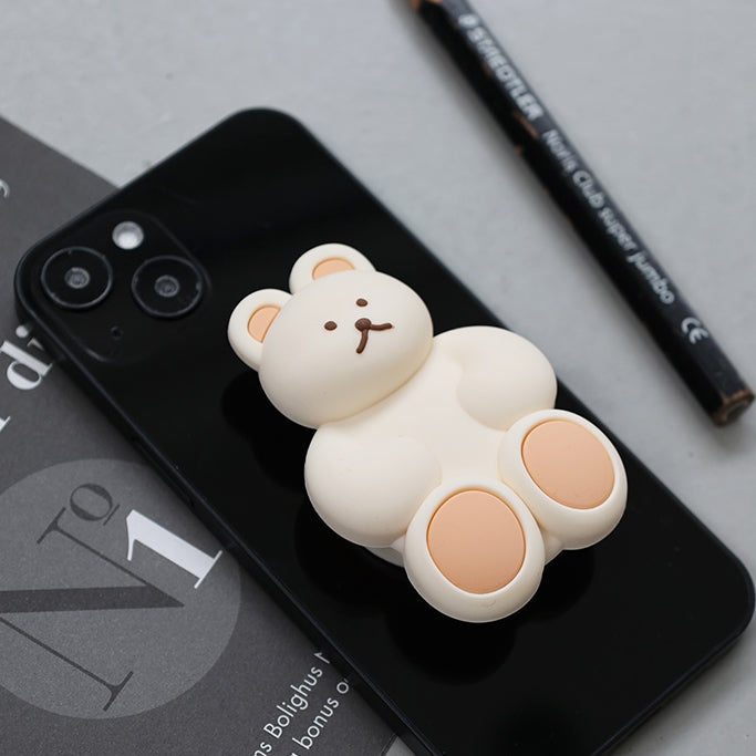 Cute Bear Griptok Cellphone Holder Tablet Stand soft Silicone 3 Step