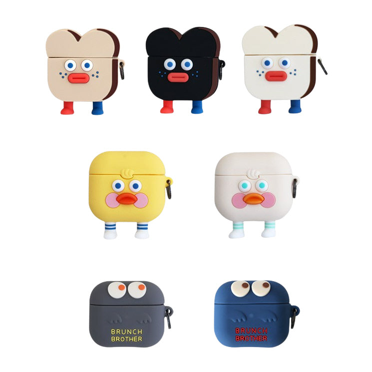 Cute Toast Duck Ghost Characters Airpod3 Cases Headset Headphone Accessories Silicone Accessory Protect Apple Charger