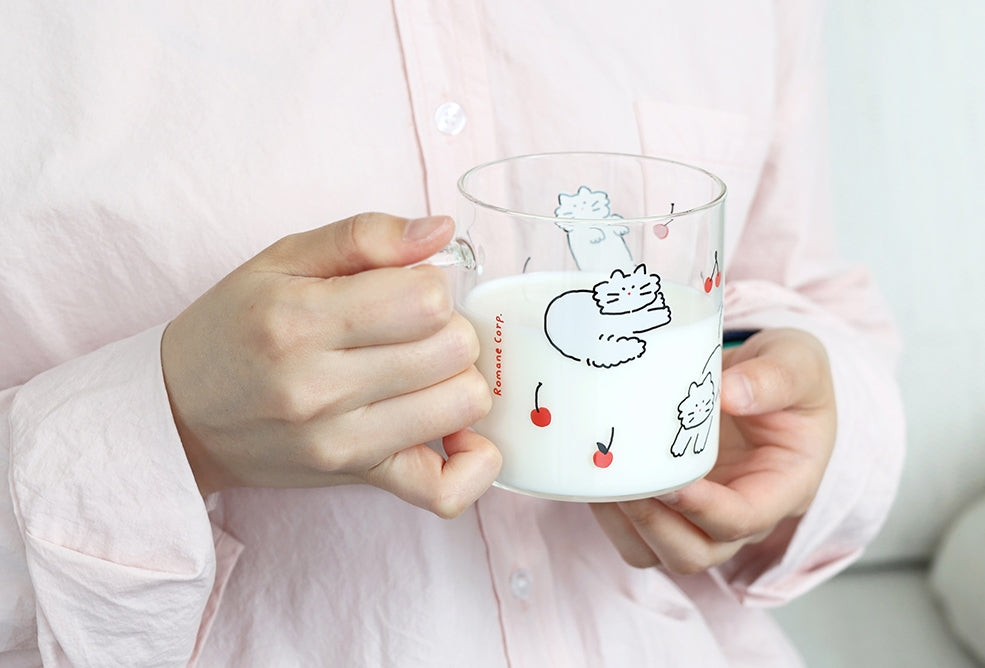 Bear Cats Clear Graphic Mugs Glasses Printed Vintage Retro Style Cups Gifts Kitchen Dinnerware Cold Hot Milk Coffee