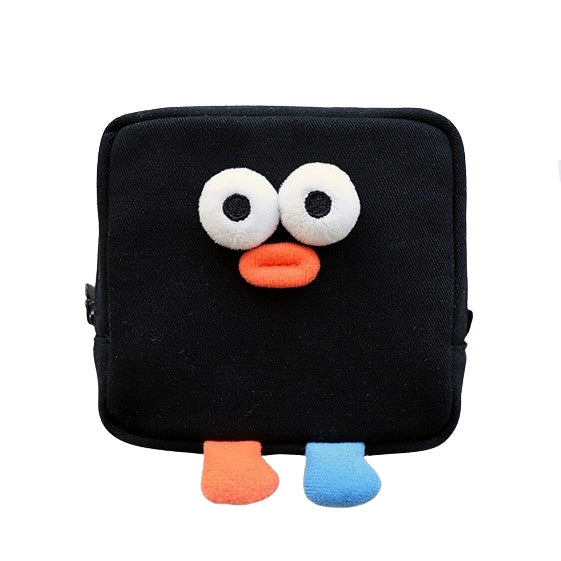 Cute Characters Square Pouches Purses Handbags Cosmetics Coin Charger Wallets Black Gray Beige
