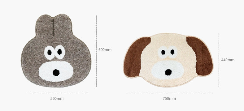 Bunny Puppy Cute Characters Shaped Floor Mats Rugs Bathroom Home Bed Door Foot Pads Felt Anti-slip