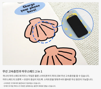 Graphic Wireless Charging Mouse Pads Faux Leather Non-Slip Office Gift