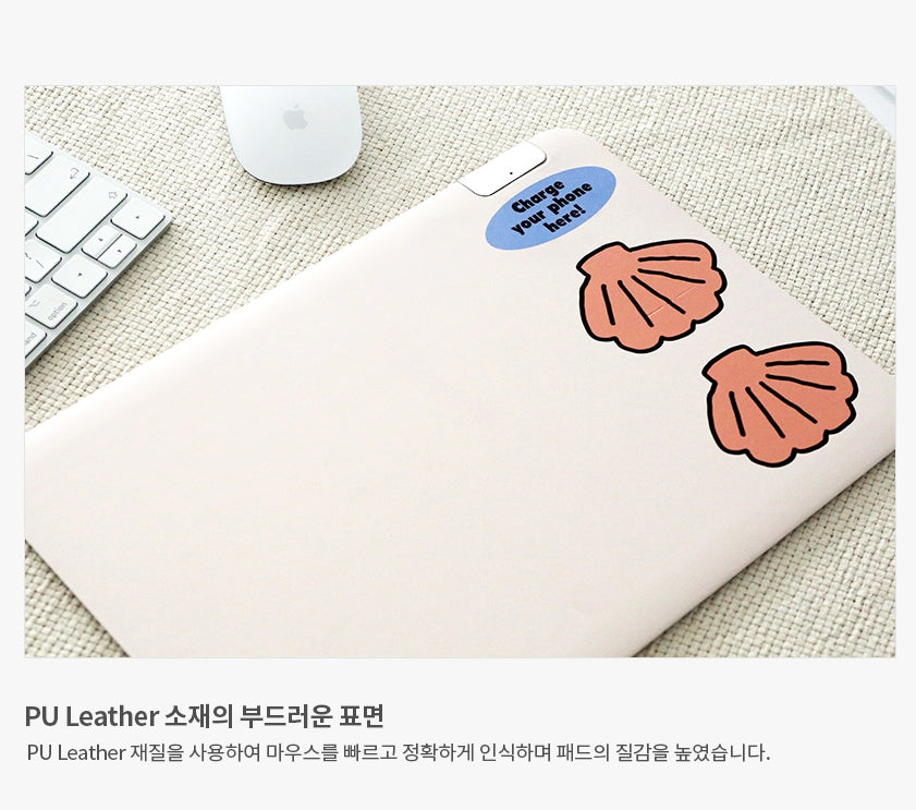 Graphic Wireless Charging Mouse Pads Faux Leather Non-Slip Office Gift