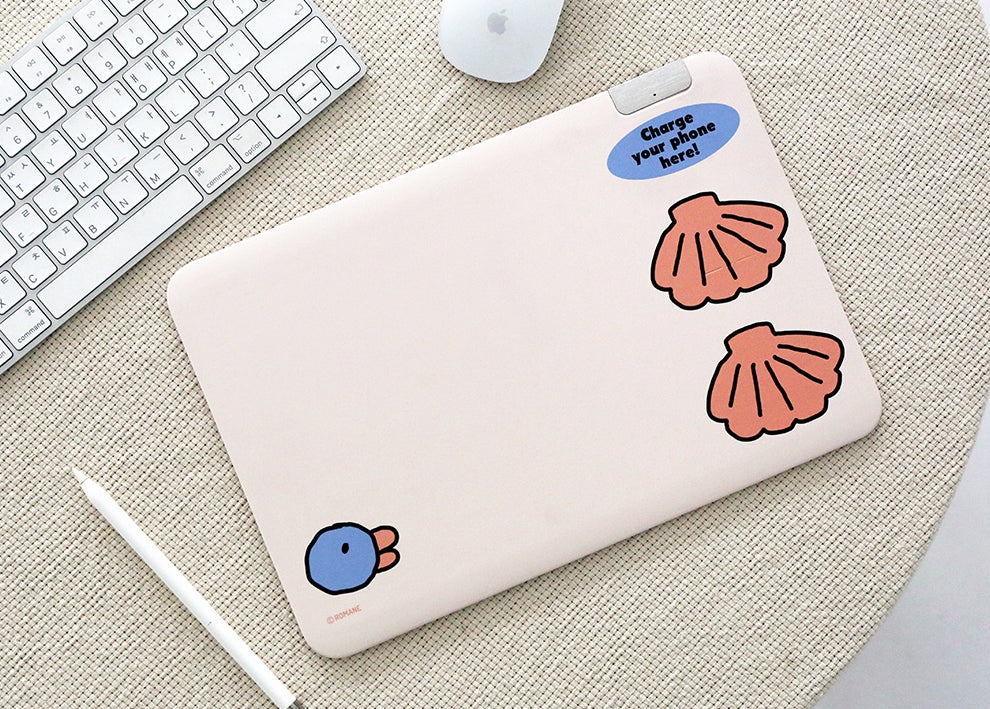 Graphic Wireless Charging Mouse Pads Faux Leather Non-Slip Office Gift