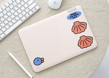 Graphic Wireless Charging Mouse Pads Faux Leather Non-Slip Office Gift