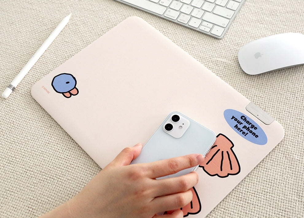 Graphic Wireless Charging Mouse Pads Faux Leather Non-Slip Office Gift